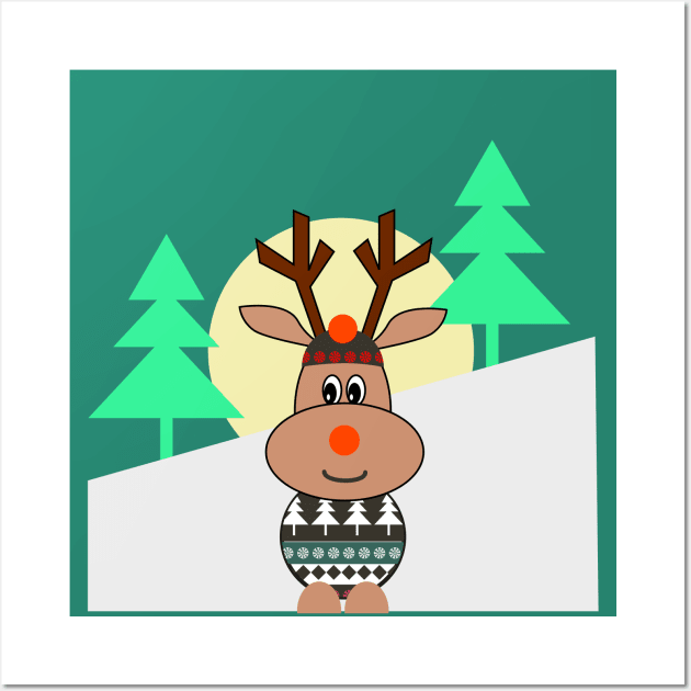 Cute reindeer in winter Wall Art by CocoDes